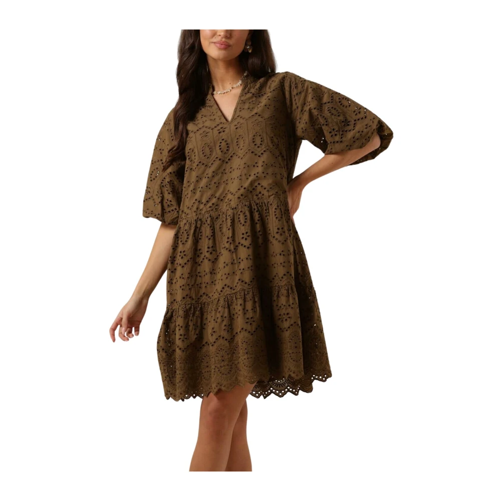 Notre-v Dames Jurken Nv-donna Dress Broderie Anglaise Dress Brown Dames
