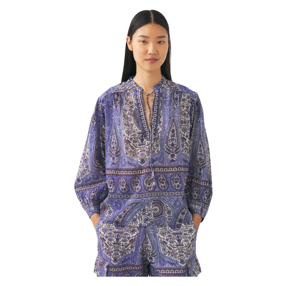 Antik batik Katoenen paisley print top Tajar blauw