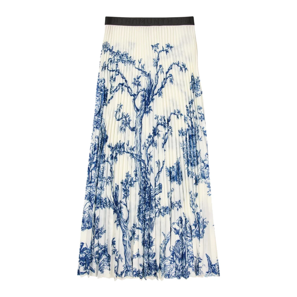 Munthe Geplooide rok met elegant print Blue Dames