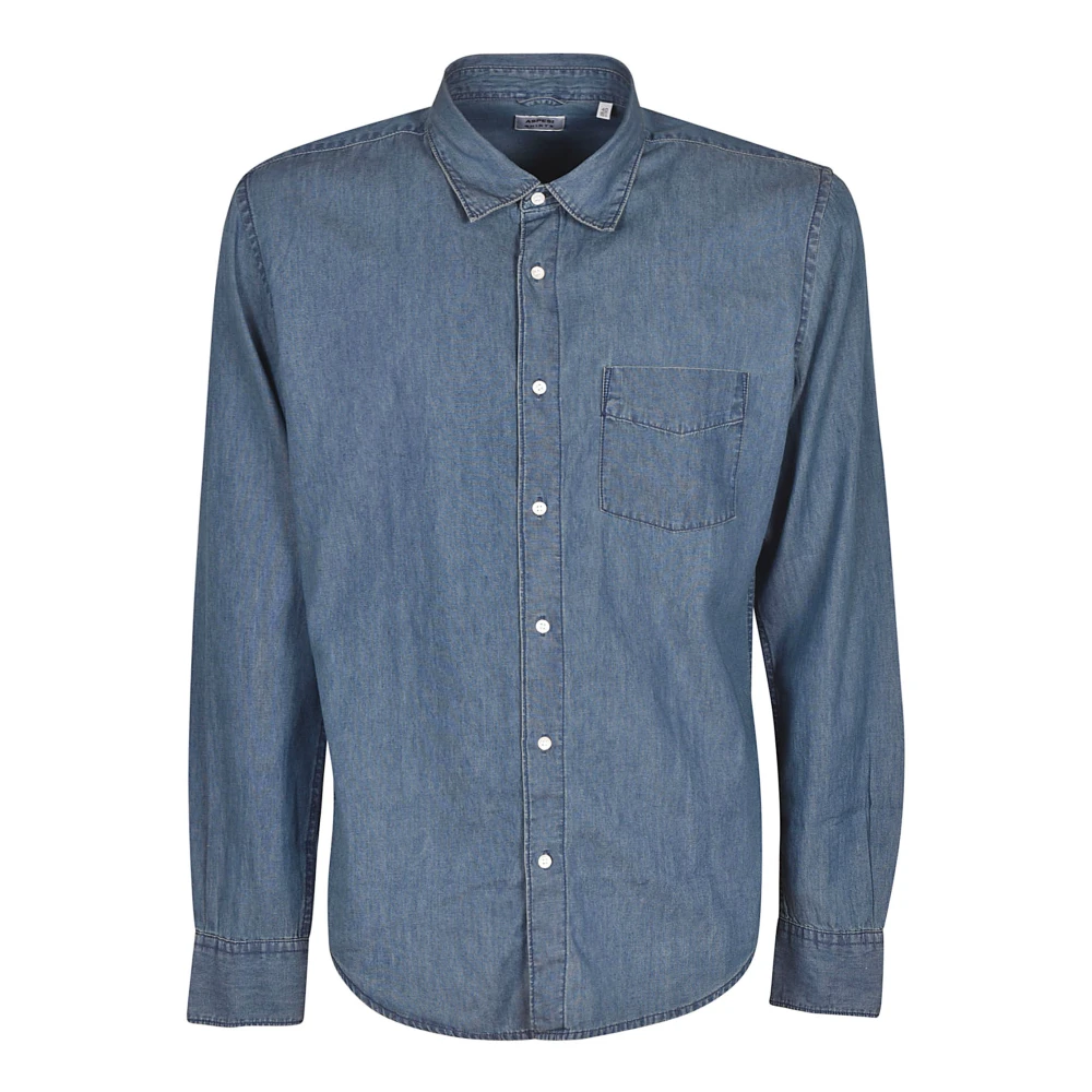 Aspesi Blauw Chambray Overhemd met Knoopsluiting Blue Heren