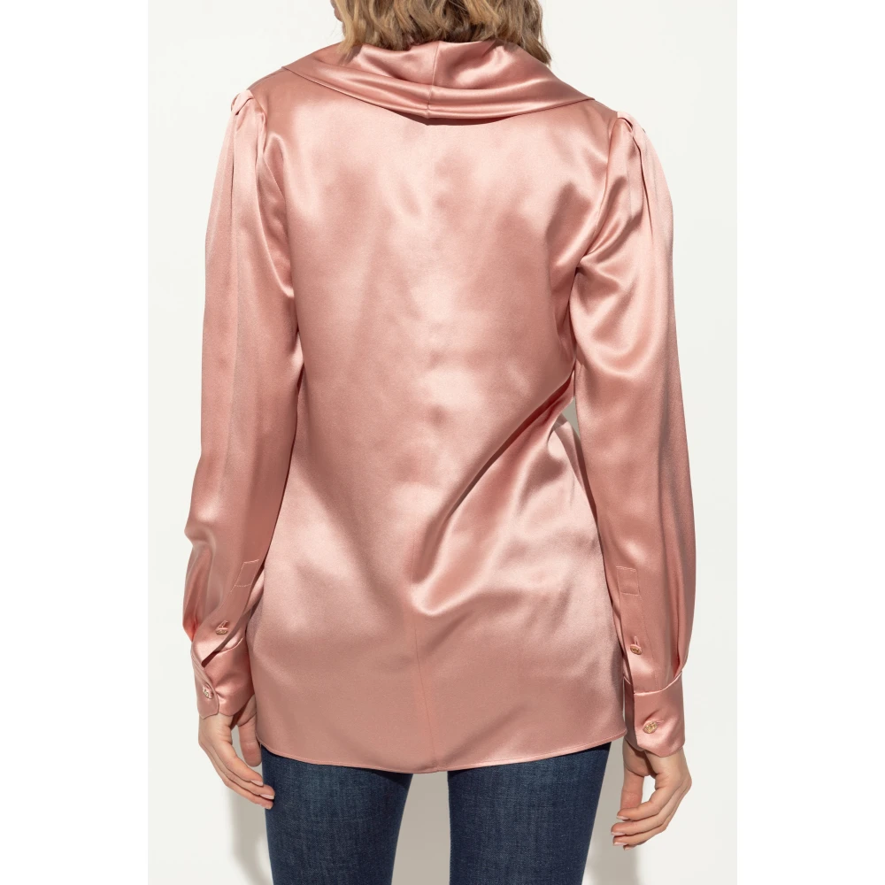Dolce & Gabbana Zijden top met gedrapeerde halslijn Pink Dames