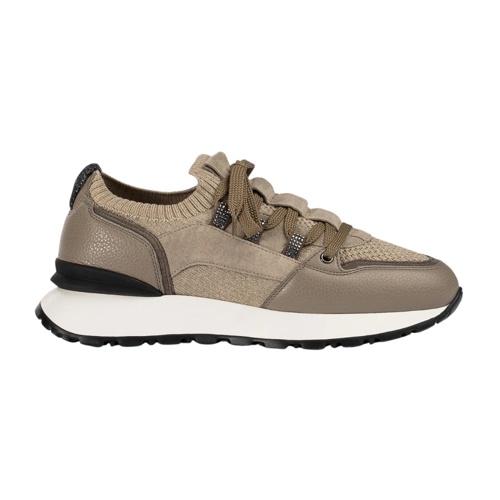 Doucal's Kvinnors läder, mocka och tekniskt tyg sneaker |sand- Beige, Dam