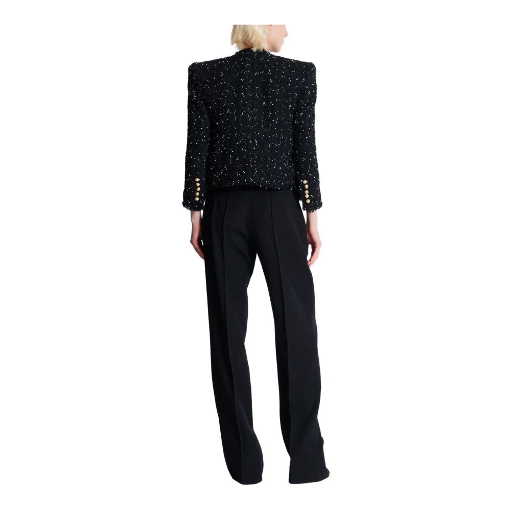 Balmain Geknipt jasje met 8 knopen in polka-dot tweed Black Dames