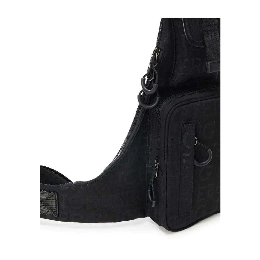 Iceberg Zwarte tas in allover jacquardstof met logo Black Heren