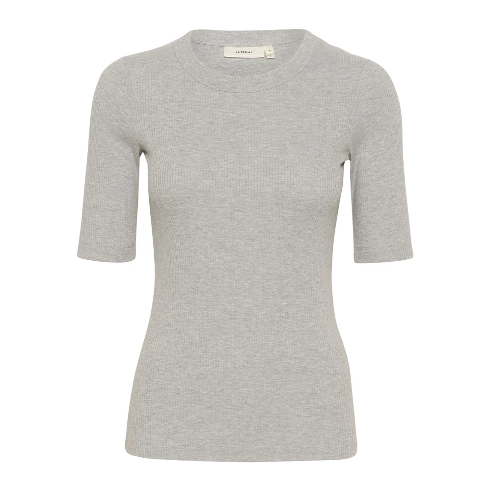 InWear Melange T-shirt Top ¾ Mouwen Graniet Gray Dames