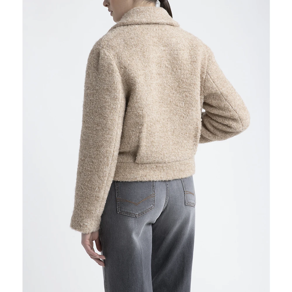 PESERICO Wollen en alpaca cropped jas Brown Dames