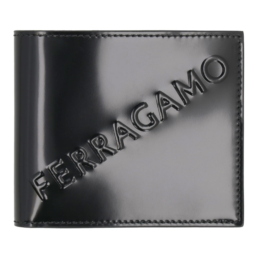 Salvatore Ferragamo Kalfsleren Flap-over Portemonnee Black Heren