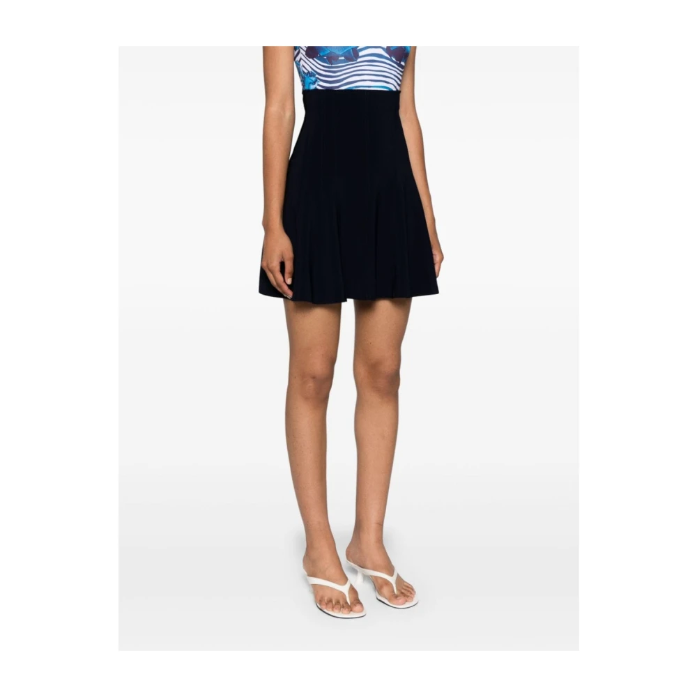 Norma Kamali Navy Blue Stretch-Jersey Rok Blue Dames
