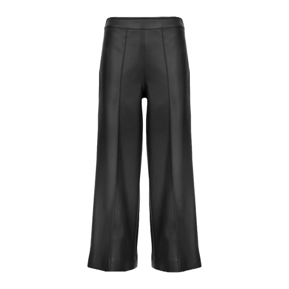 Jijil Zwarte Crop Leren Palazzo Broek Black Dames