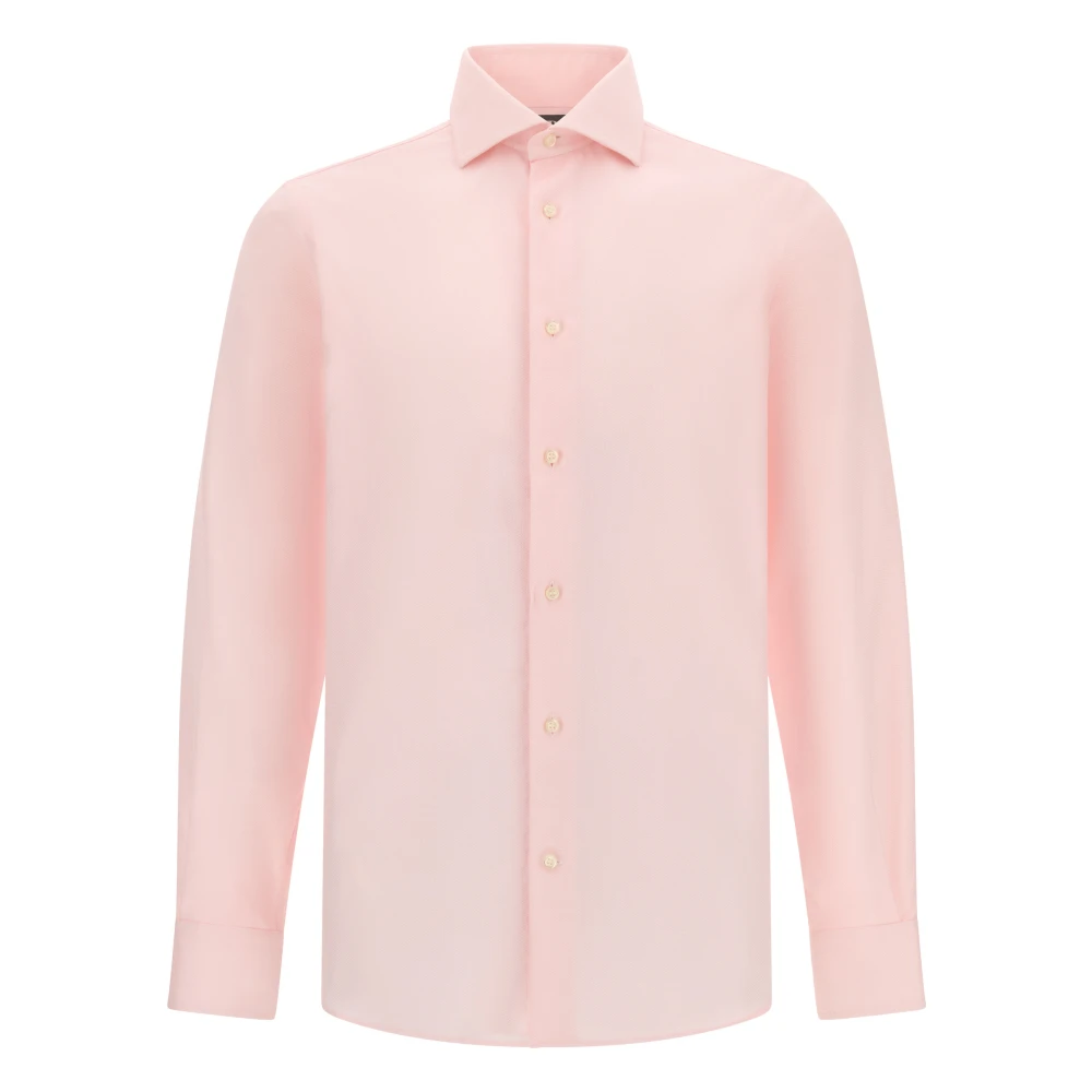 Boggi Milano Herren Pink,Blue Ultimate Non Iron Regular Fit Gestreiftes Baumwollhemd