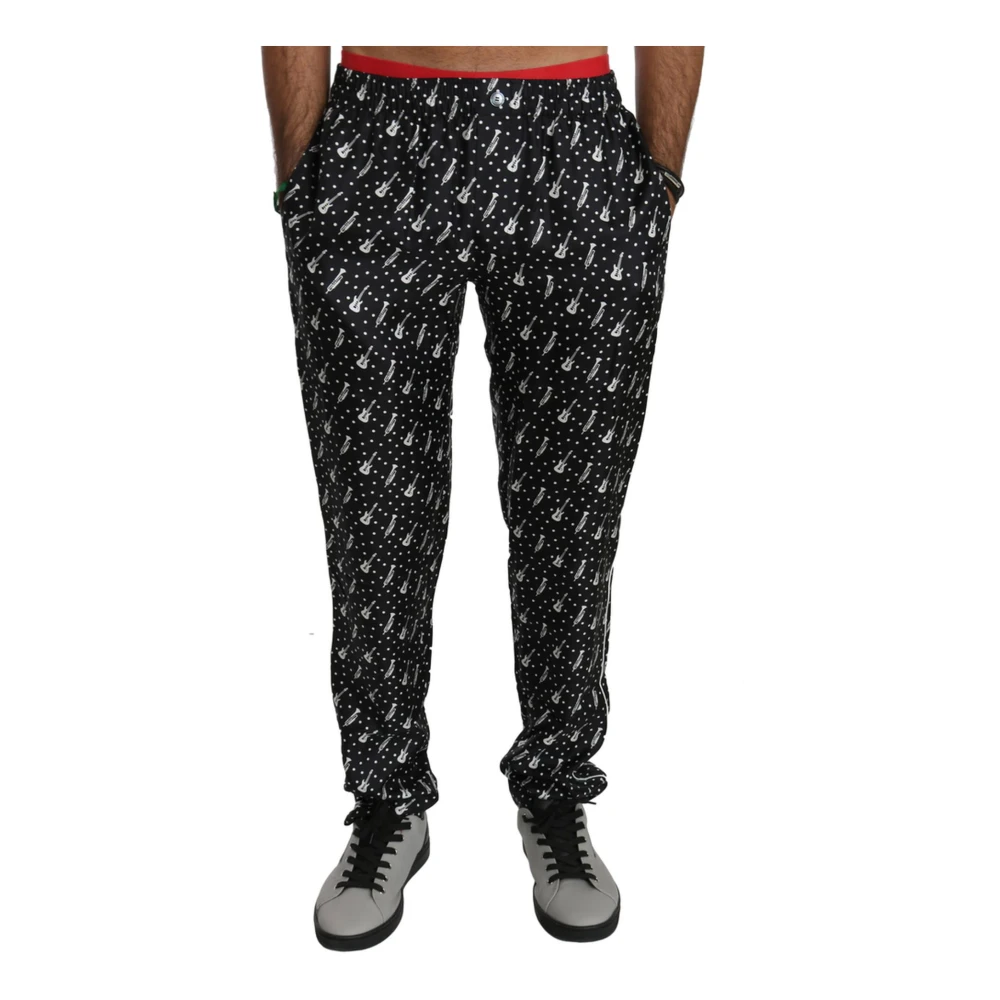 Dolce & Gabbana Men's Black Musical Instrut Print Lounge Pants
