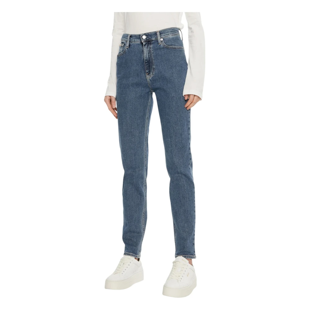 Calvin Klein Jeans Women's Blue Slim-Fit Jeans,, Zip Button Jeans Front Back Pockets W27 L32