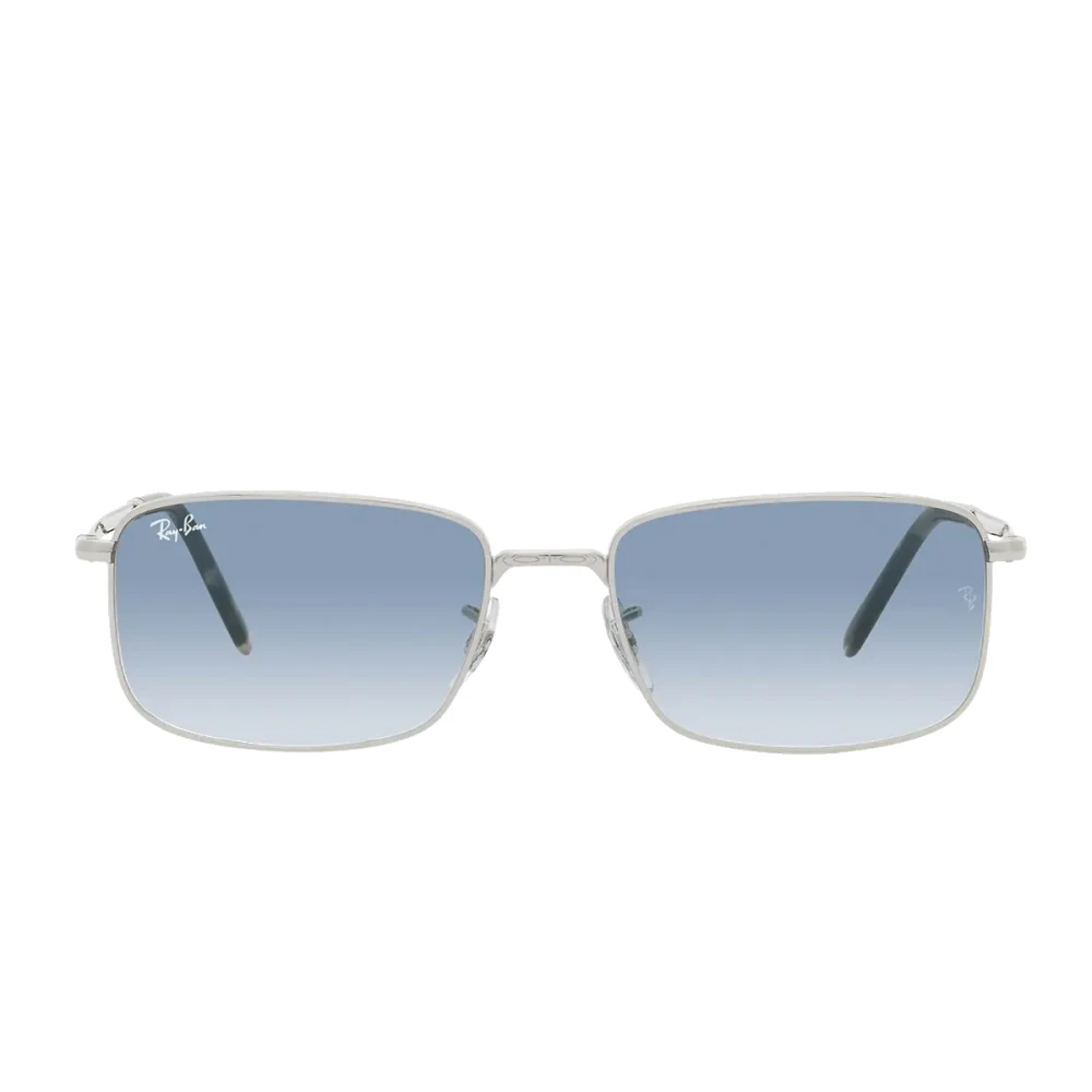 Ray-Ban Gray Rectangular Sunglasses With Silver Frame And Blue Lenses - Unisex - Sunglasses - 57 Mm - Accessories