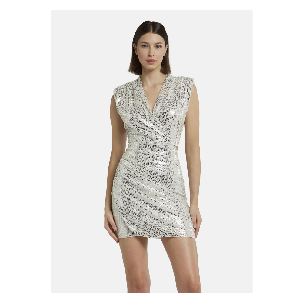 Nicowa Elegante Jersey Jurk met Pailletten Gray Dames