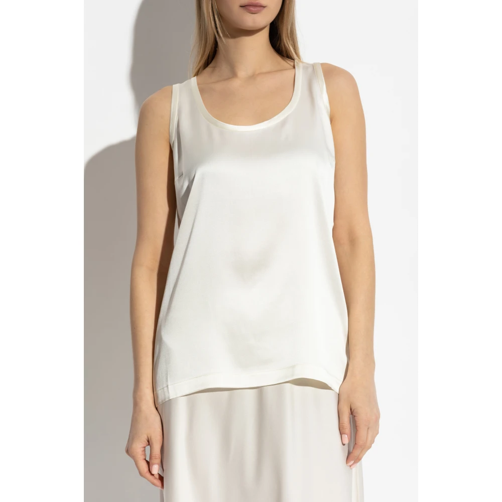 Lisa Yang Mouwloze zijden top Beige Dames