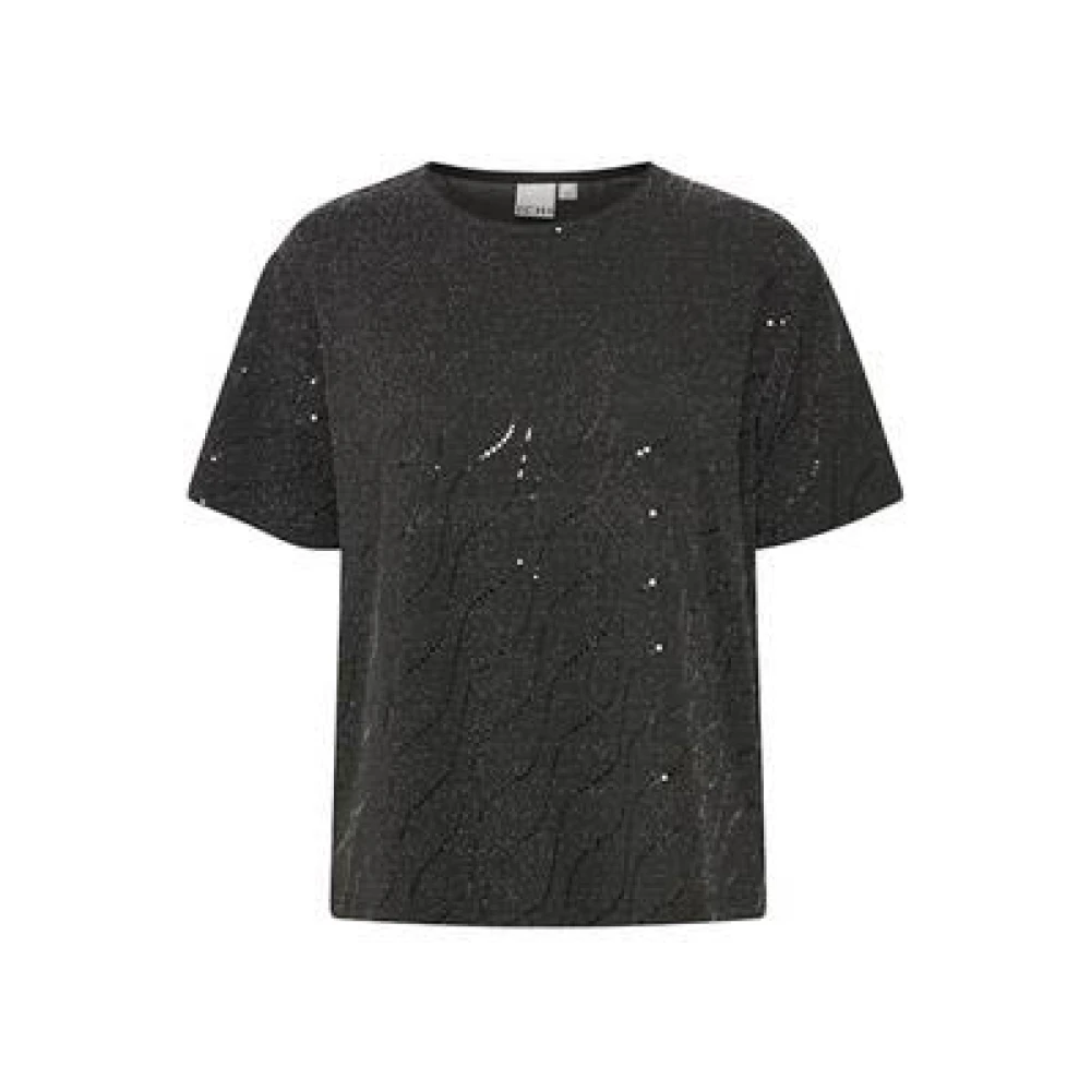 Ichi Zwarte SS T-shirts Freewear Zwart Black Dames