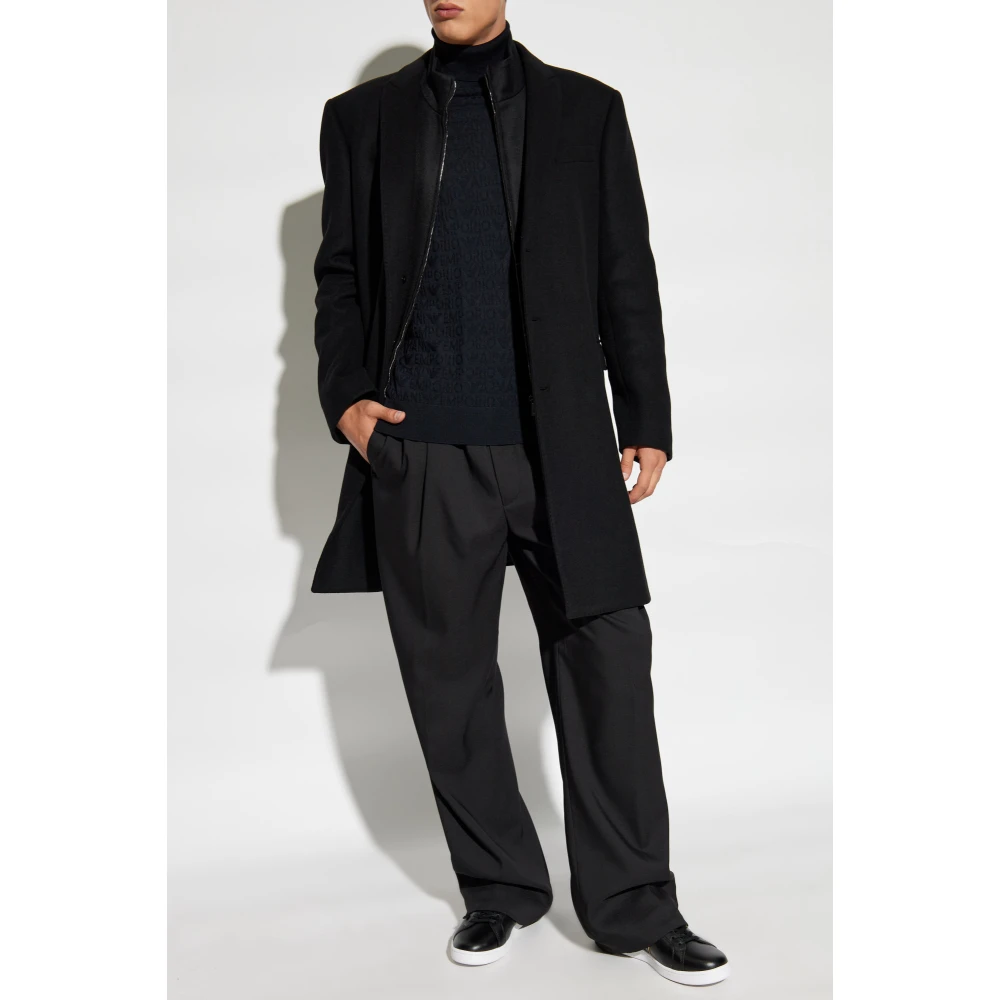 Emporio Armani Wollen jas Black Heren