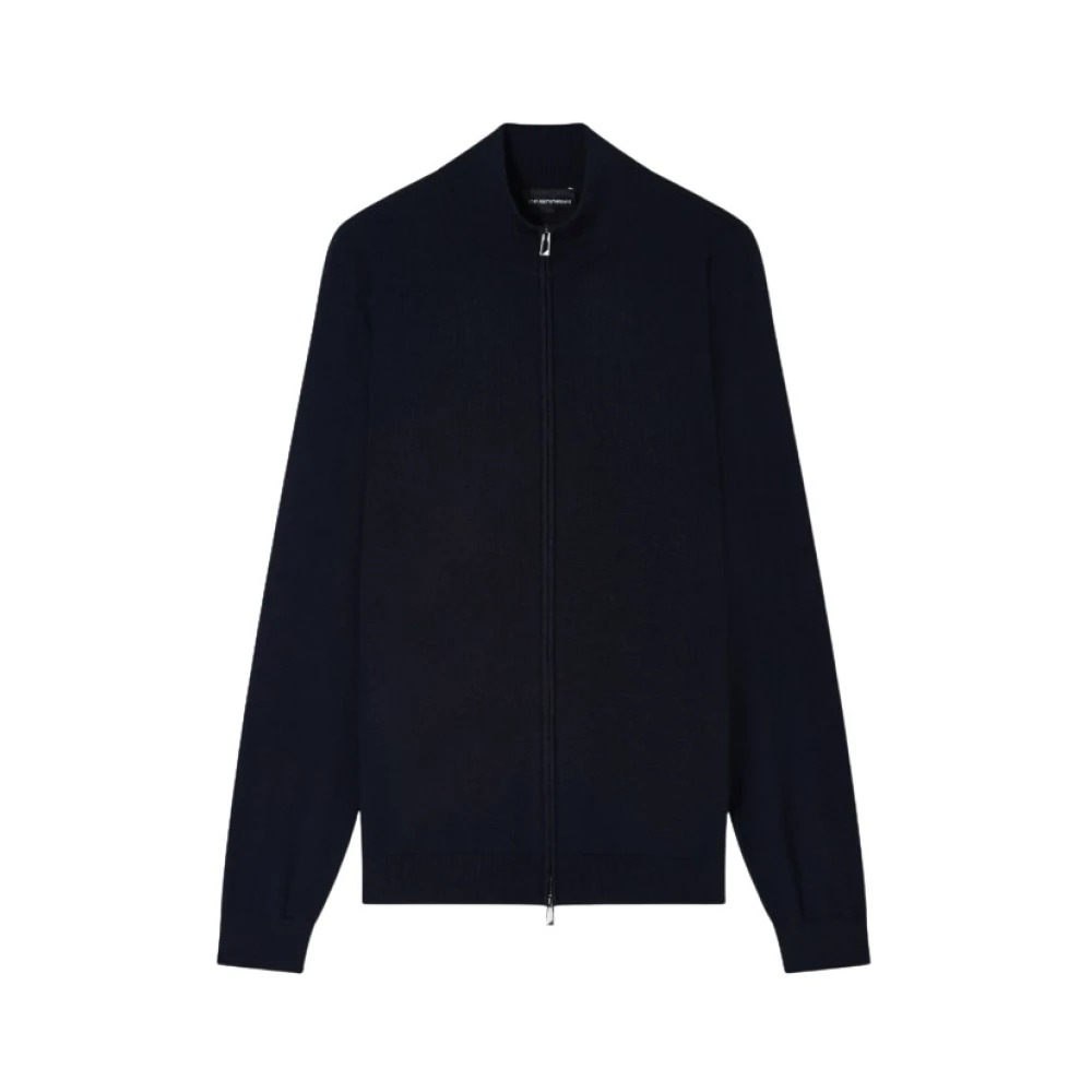Emporio Armani Blue Cardigans, Male, Xl, Full-Zip Cardigan