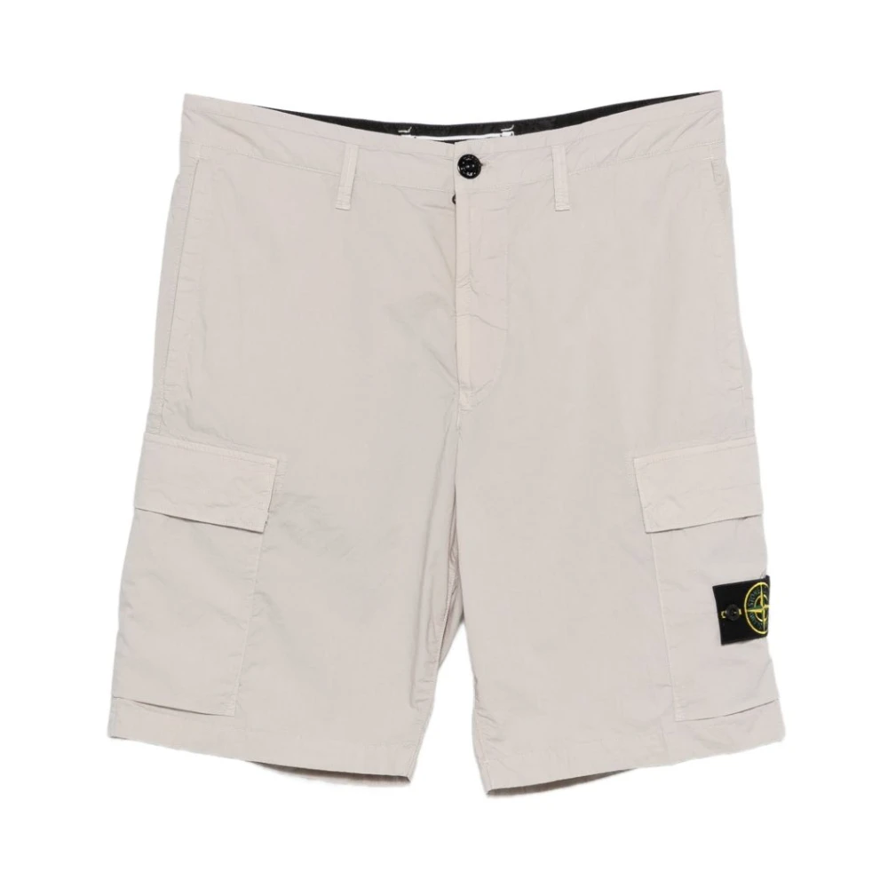 Stone Island Men's Gray Logo Badge Bermuda Shorts - Casual Shorts - W30 - Shorts