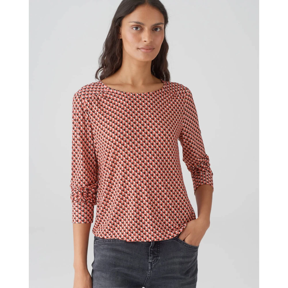 Opus Abstracte korte mouw top Red Dames