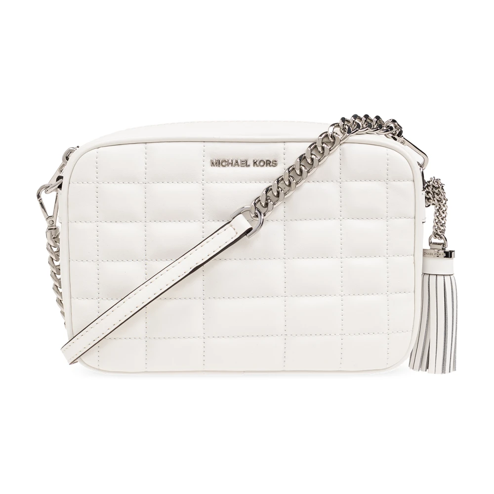 Michael Kors Jet Set Medium Quiltad Läder Crossbody Väska White, Dam