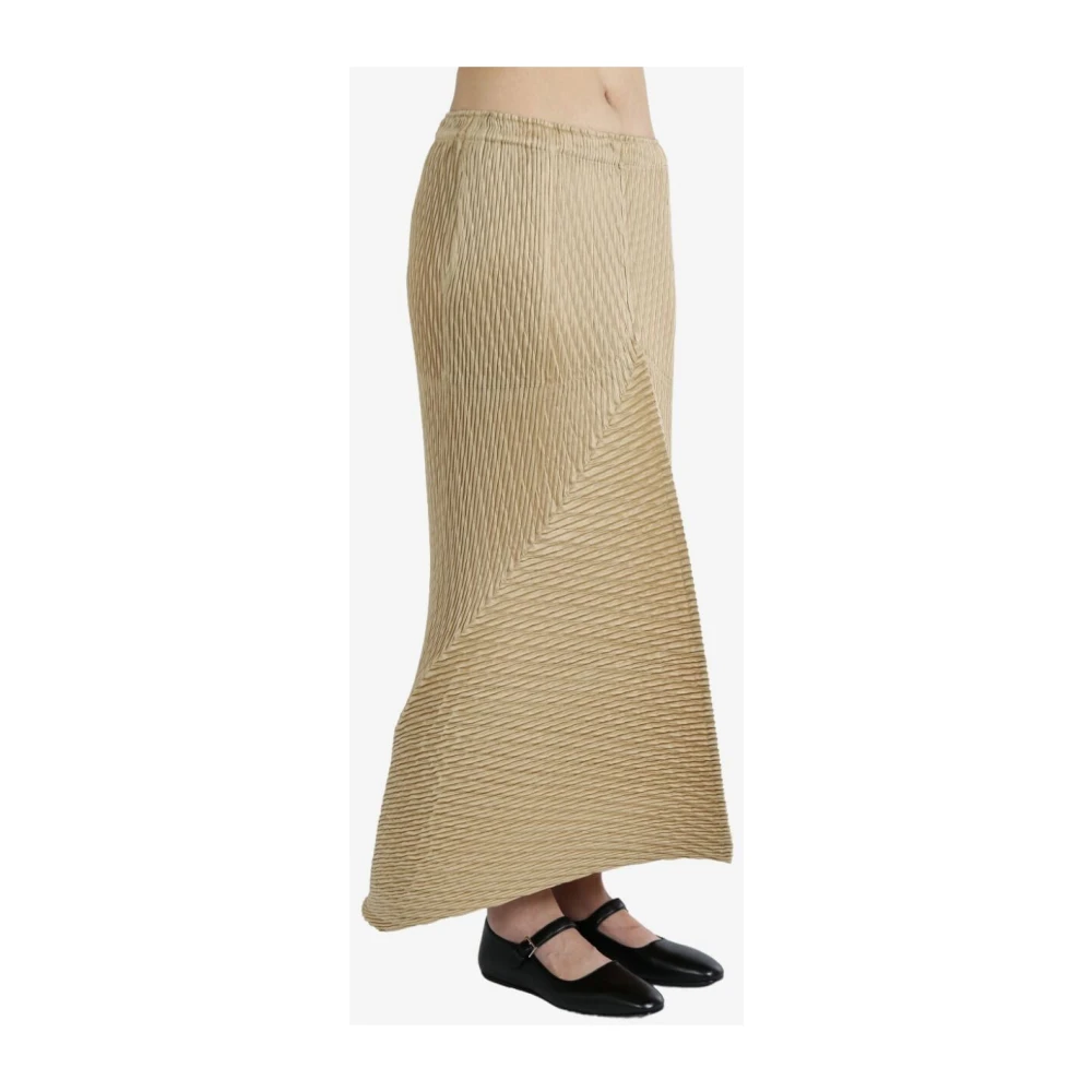 Issey Miyake Suede Plooien Rok Beige Dames