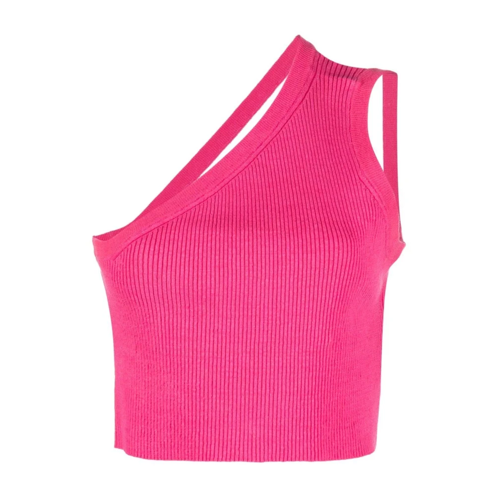 Jacquemus Roze Mesh Gebreide Top Pink Dames