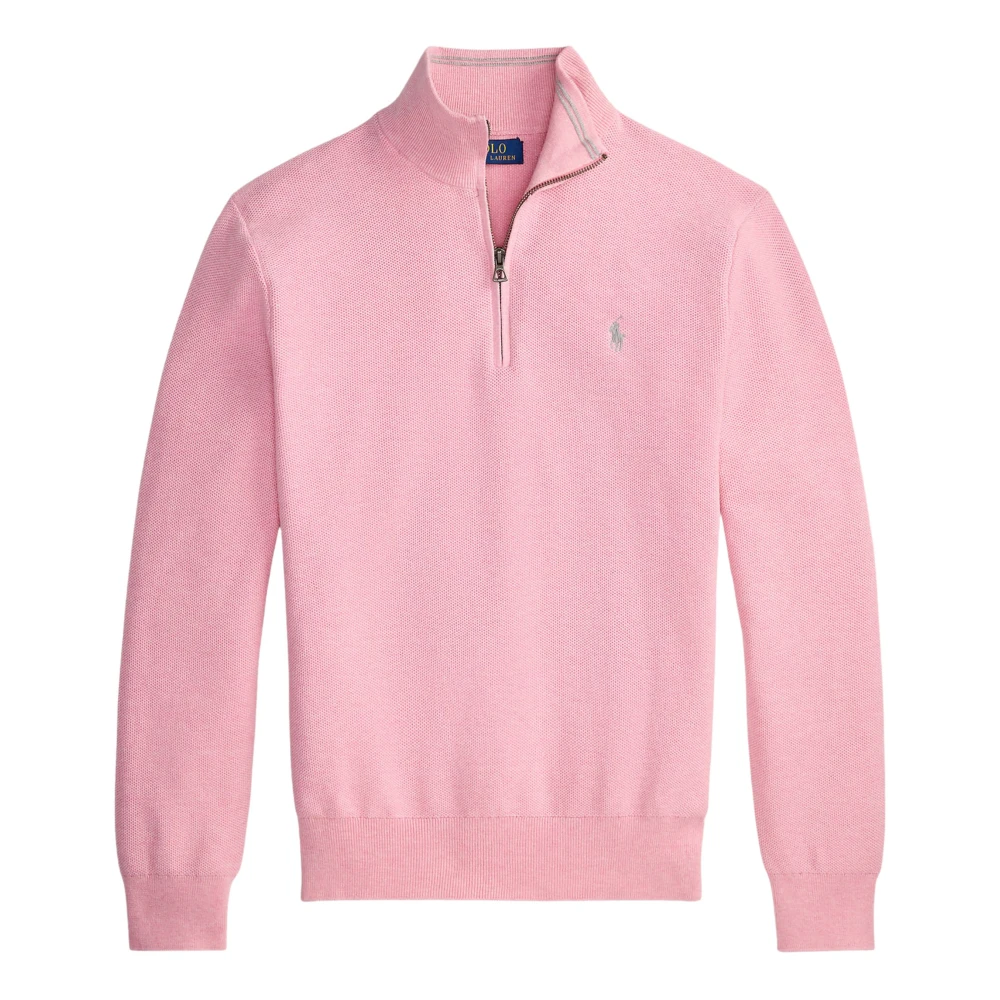 Ralph Lauren Men's Pink Cotton Half-Zip Jumper - Turtlenecks - M - Knitwear