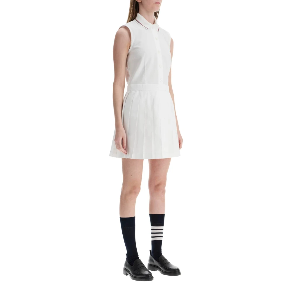 Thom Browne Elegante Witte Katoenen Geplooide Jurk White Dames
