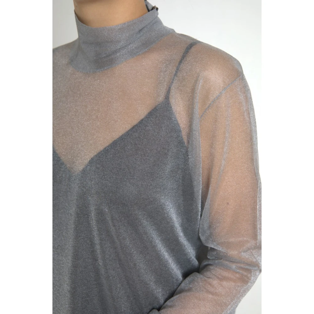 Dolce & Gabbana Grijze Mesh Top Italiaanse Elegantie Gray Dames