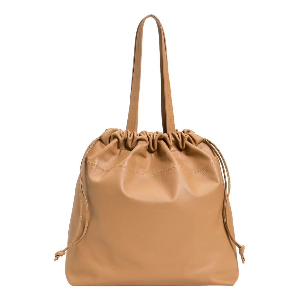 Twinset Leren Shopper Tas met Kettinghengsel Beige Dames