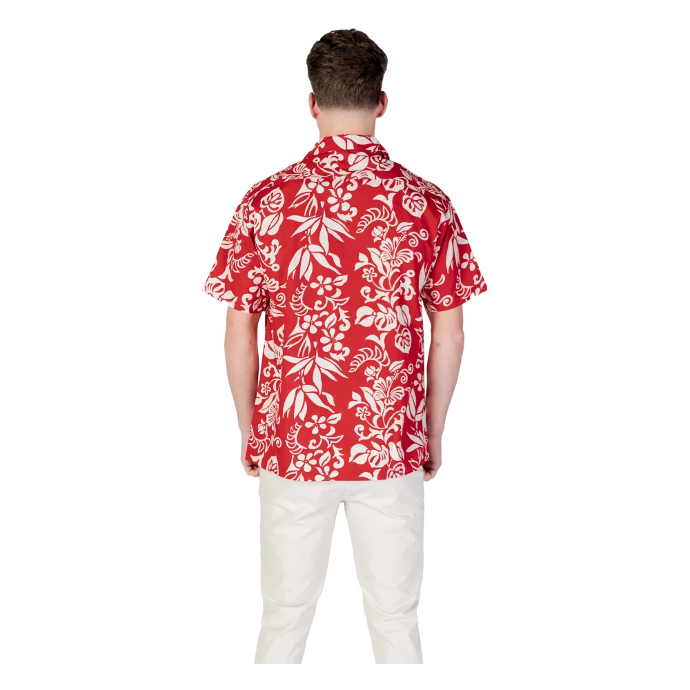 Replay Rode korte mouw knoopshirt Red Heren