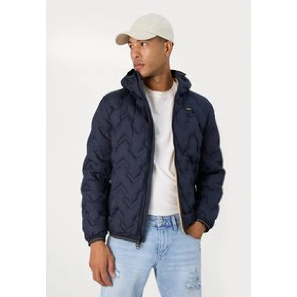Blauer Heren Hooded Puffer Jas Blue Heren
