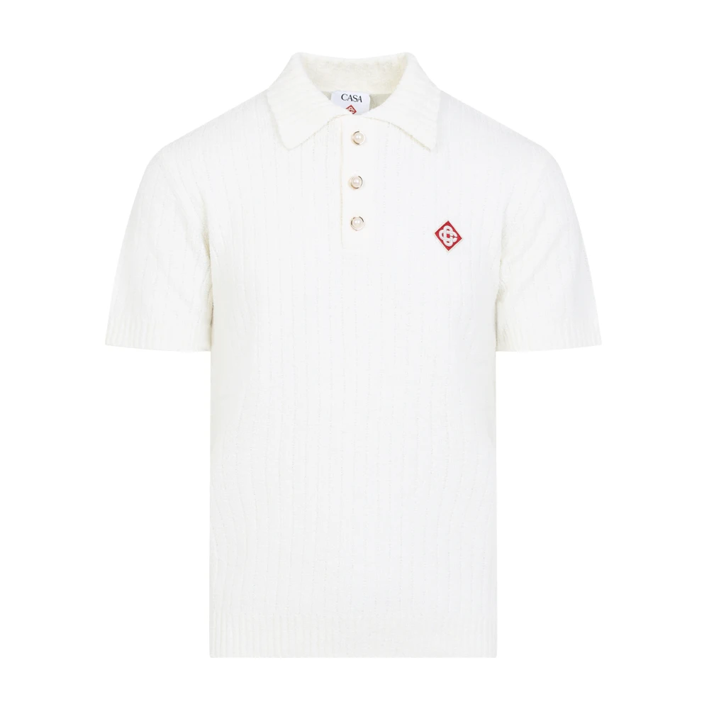 Casablanca Wit Poloshirt met Logo Borduursel White Heren