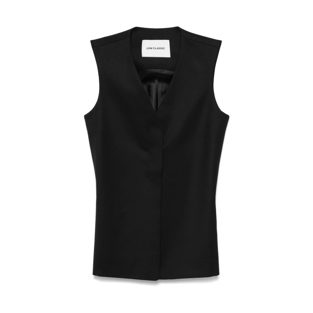 LOW Classic Zwarte Mouwloze Vest met V-hals Black Dames