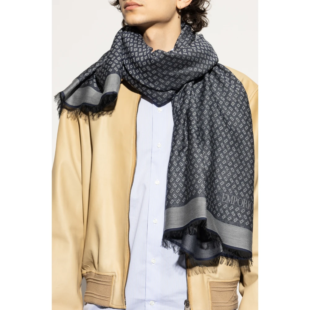 Emporio Armani Sjaal met logo Blue Heren