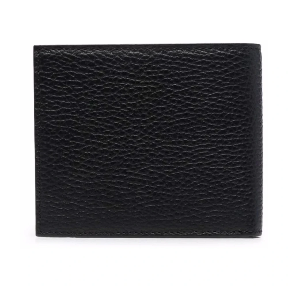 Emporio Armani Gestructureerde leren portemonnee met ontwerperscode Black Heren