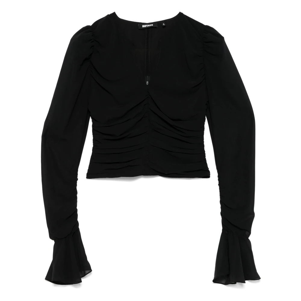 Rotate Birger Christensen Zwarte Chiffon Longsleeved Top Black Dames