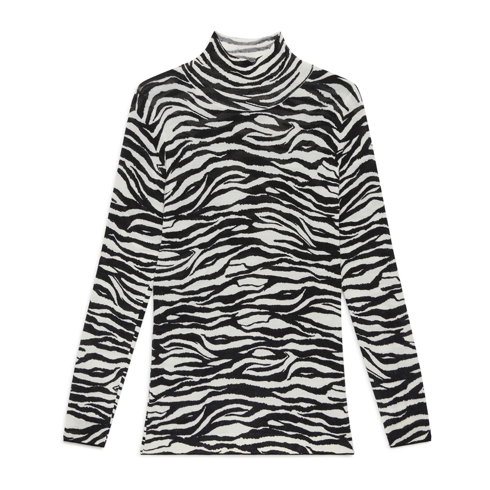 Maliparmi Women's Black Turtlenecks, S, Printed Knit Knitwear