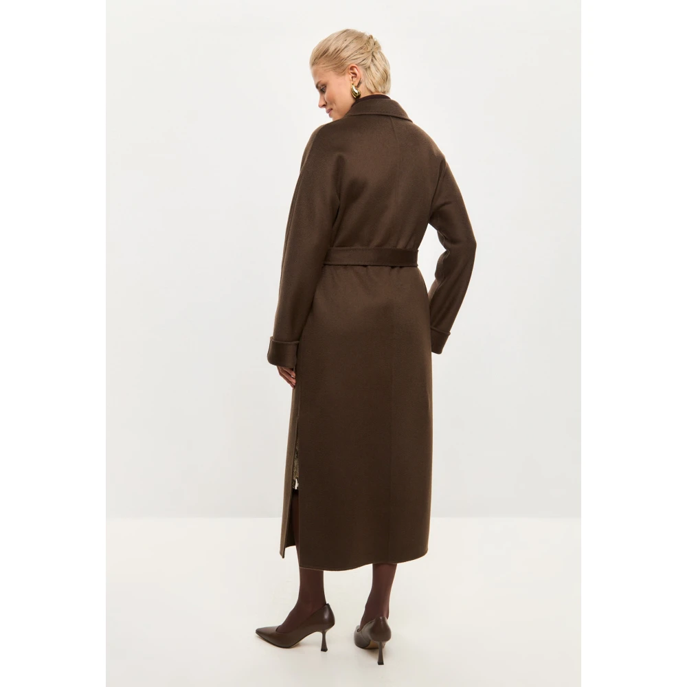 Cesare Gaspari Klassieke Luxe Lange Jas Rosie Donkerbruin Brown Dames