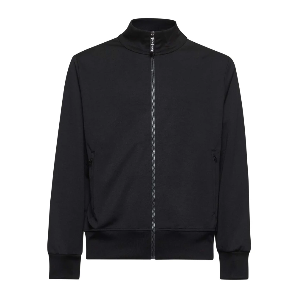 Palm Angels Zwarte rits trui met gebogen logo Black Heren