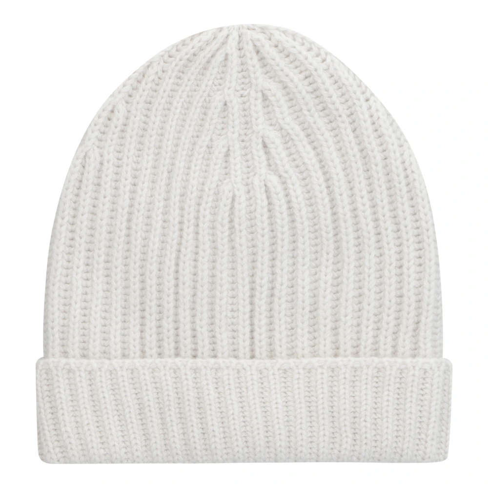 Malo Kasjmier Ribgebreide Beanie Muts Beige Heren