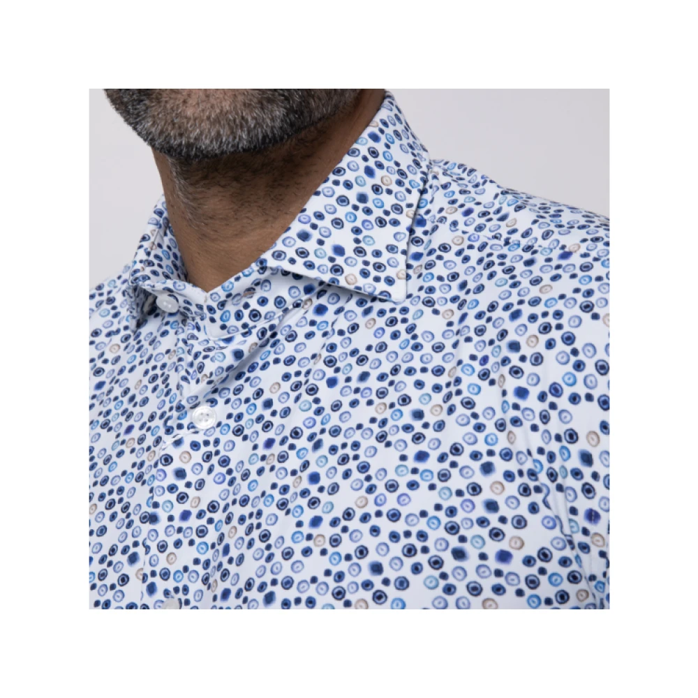 Orian Witte blouse met blauwe stippen Blue Heren