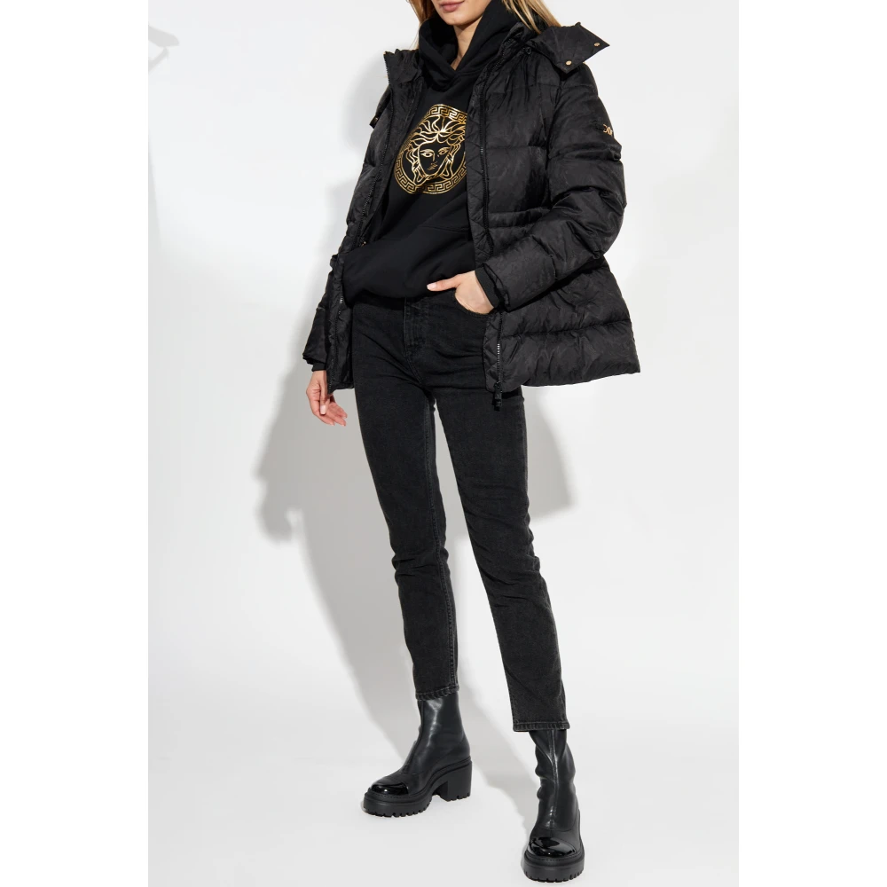 Versace Donsjack met afneembare capuchon Black Dames