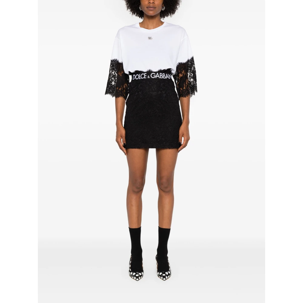 Dolce & Gabbana Zwarte Kant Mini Rok Black Dames