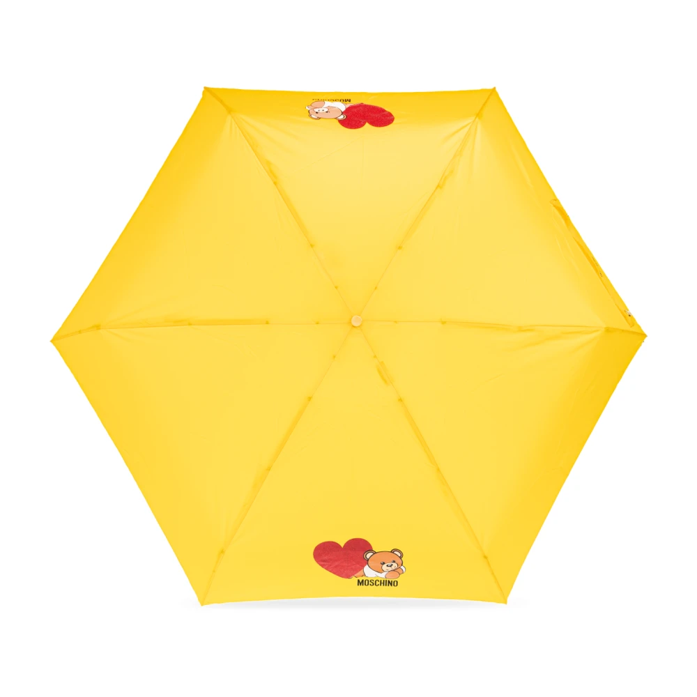Moschino Opvouwbare paraplu met logo Yellow Unisex