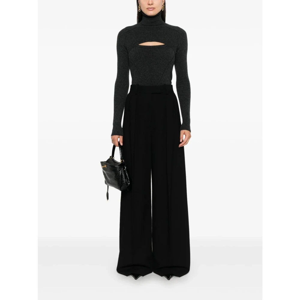 Ermanno Scervino Zwarte Wol Kasjmier Cropped Trui Black Dames
