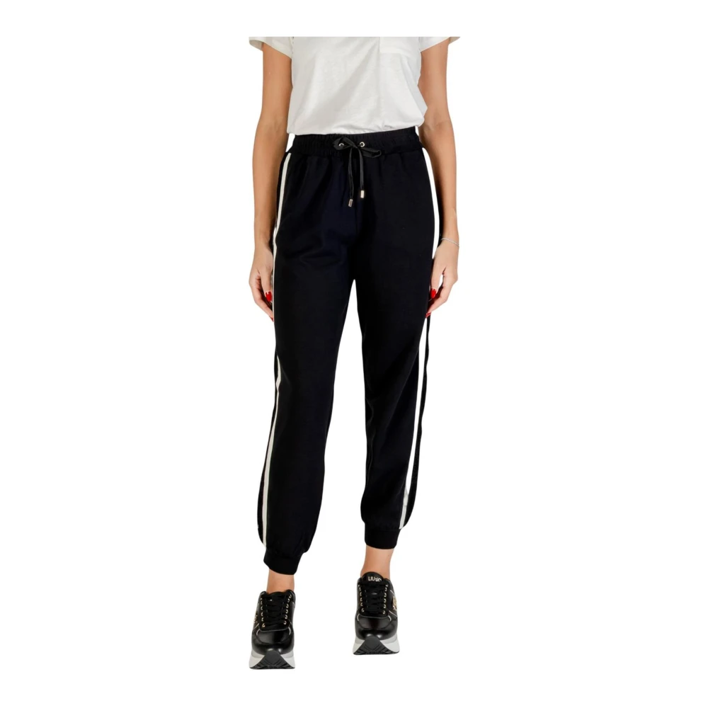 Liu Jo Women's Black Lace-Up Cotton Blend Trousers With Front Pockets - Sweatpants - L- Trousers