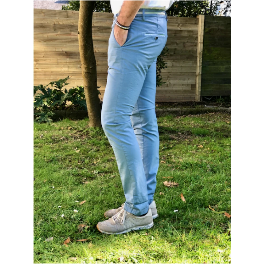 Mason's Slim Fit Katoenen Broek met Satijnen Tailleband Blue Heren