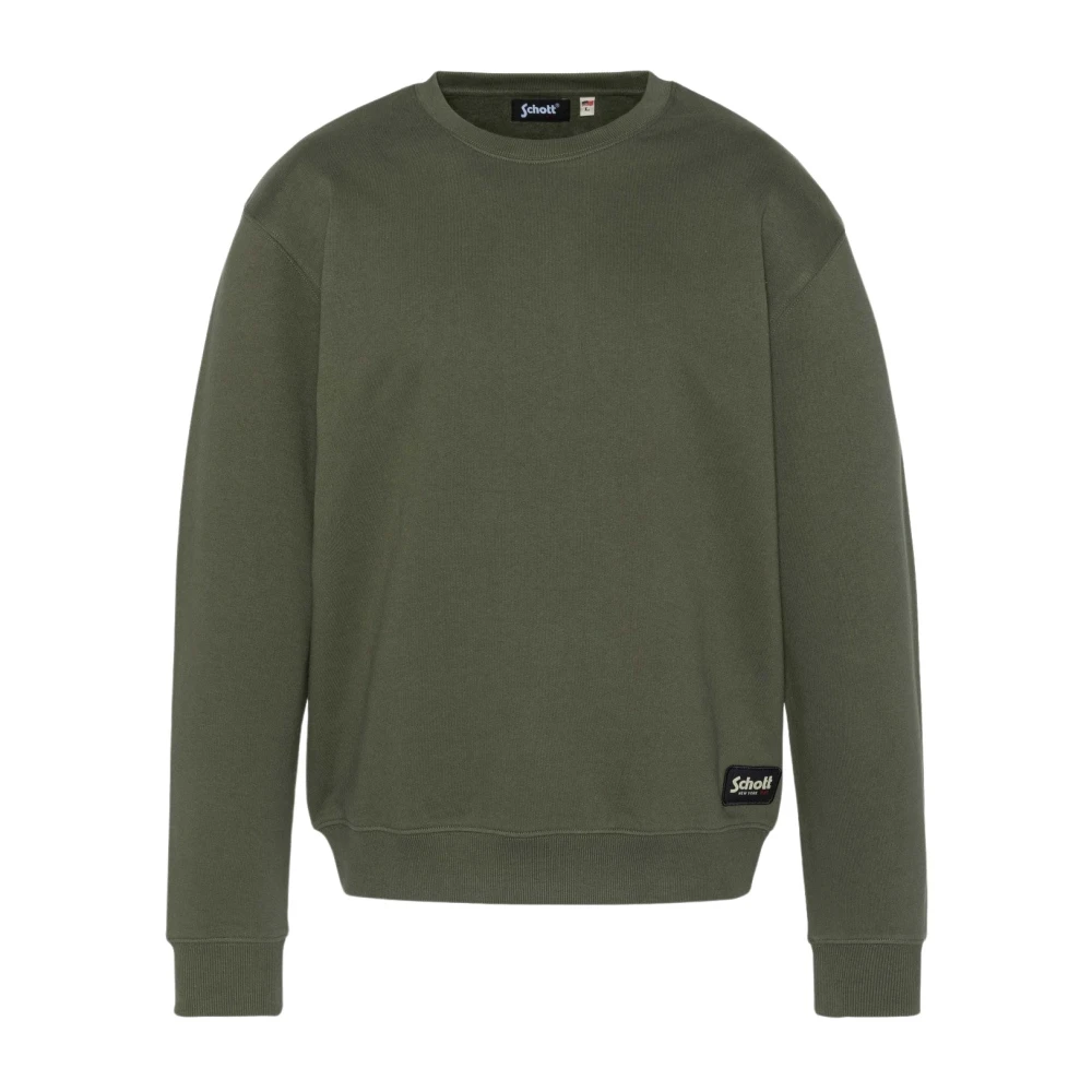 Schott NYC Groene Ronde Hals Sweatshirt Green Heren